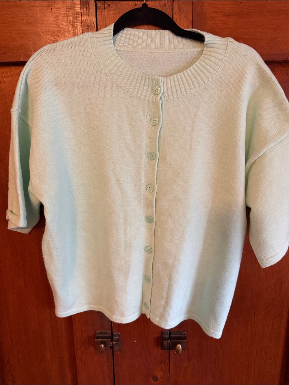 Light Mint Green Button-Front Women's Sweater Cardigan